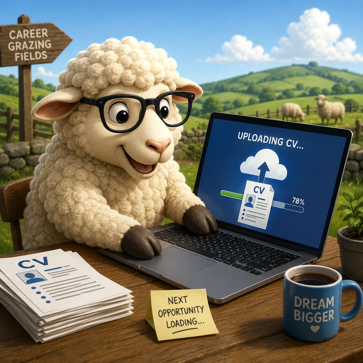A CV being uploaded to Little Bo Peep